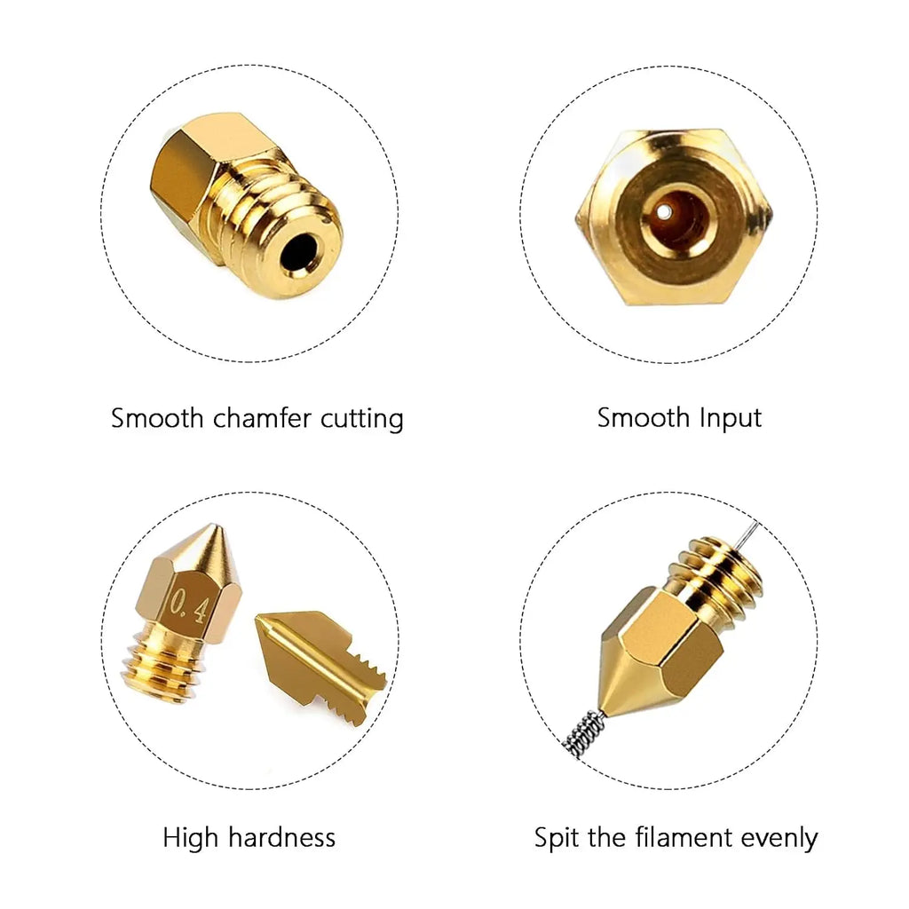 8 PCS Complete Set 3D Printer Brass Nozzles 0.1–1.0mm – M6 Thread for 1.75mm Filament, Fits Most FDM Printers Oasis Select