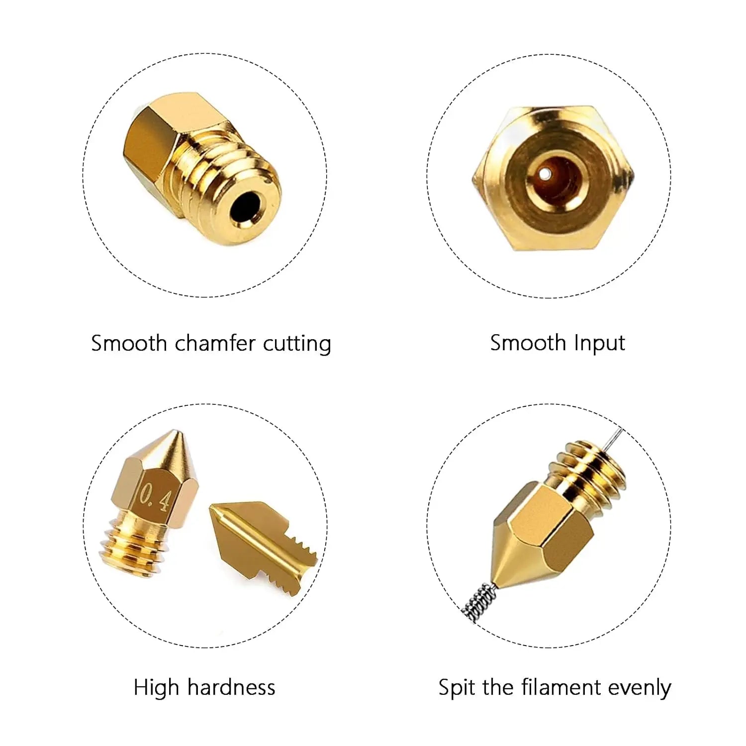 8 PCS Complete Set 3D Printer Brass Nozzles 0.1–1.0mm – M6 Thread for 1.75mm Filament, Fits Most FDM Printers Oasis Select