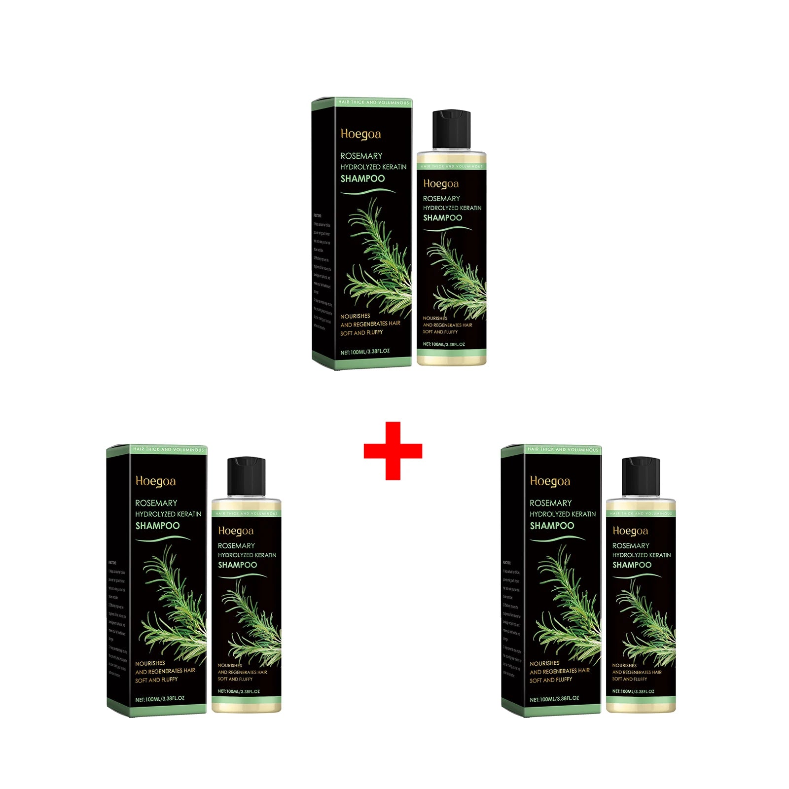 Rosemary Hydrolyzed Keratin Shampoo Nourushes Regenerate Hair Fluffy Oil Control Cleansing Scalp Refreshing Thickening Shampoo Oasis Select 3pcs