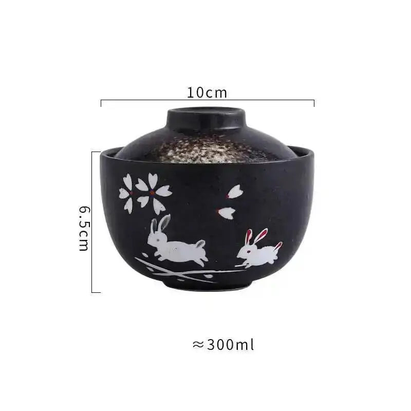Japanese Ceramic 4.25Inch Stew Pot Bowl With Lid Steam Egg Soup Bowl Steaming Cup Slow Cooker Home Restaurant Tableware Oasis Select