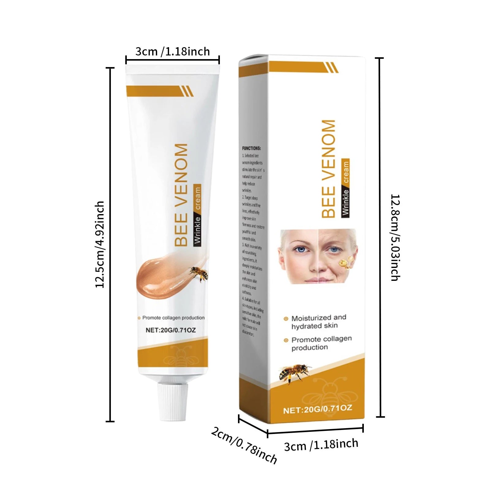 Bee Venom Wrinkle Removal Cream Firming Lifting Facial Moisturizing Deep Hydration Smoothing Fine Lines Anti Aging Face Cream Oasis Select