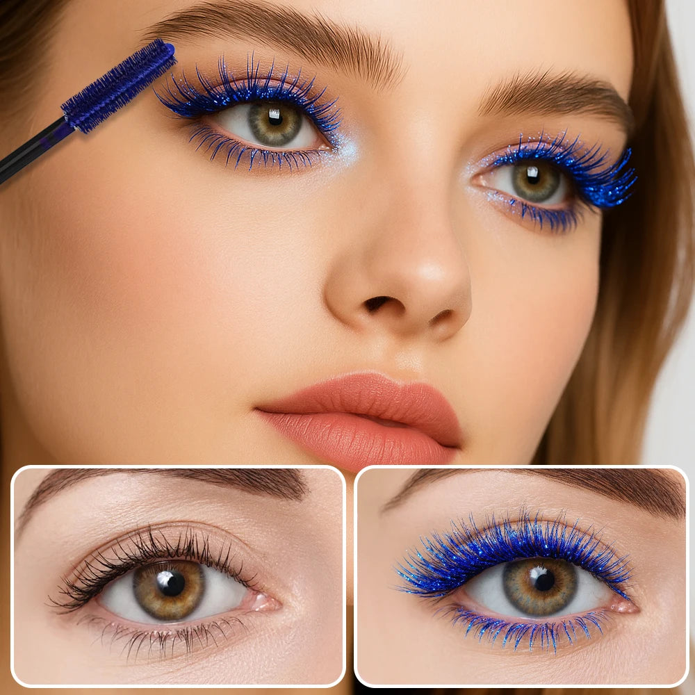 8 Color Glitter Mascara – Waterproof, Lengthening & Volumizing