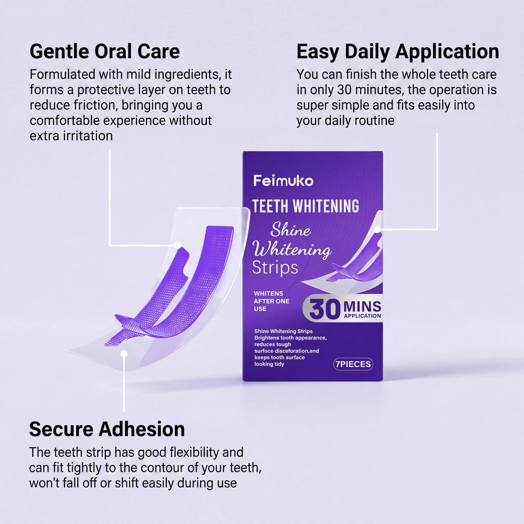 Purple Teeth Whitening Strips 30min Brighten Tooth Remove Plaque Stain Cleaning Oral Hygiene Strips Oasis Select