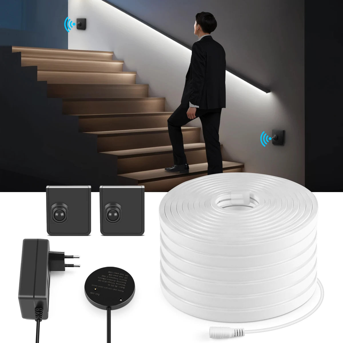 DC24V LED Neon Strip with PIR Motion Sensing Swtich 2m 5m 10m LED Real Silicone Tape Smart Night Lamp for Bathroom Bedroom Stair Oasis Select
