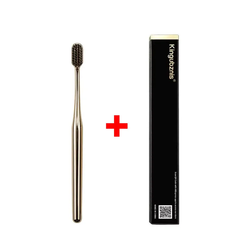 1/2/4pcs Luxury Soft Bristles Toothbrush Men Women Adult Tooth Brush Gold Silver Dental Brushes Elegance Toothbrushes Portable Oasis Select 1pcs Gold Black
