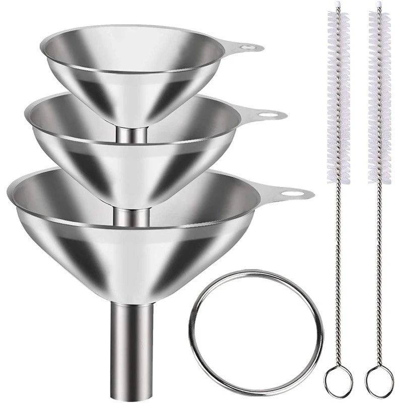 3/5 Pcs Stainless Steel Kitchen Funnels Set Food Grade Metal Funnels for Filling Bottles Small Funnels for Essential Oil Spices Oasis Select 5pc