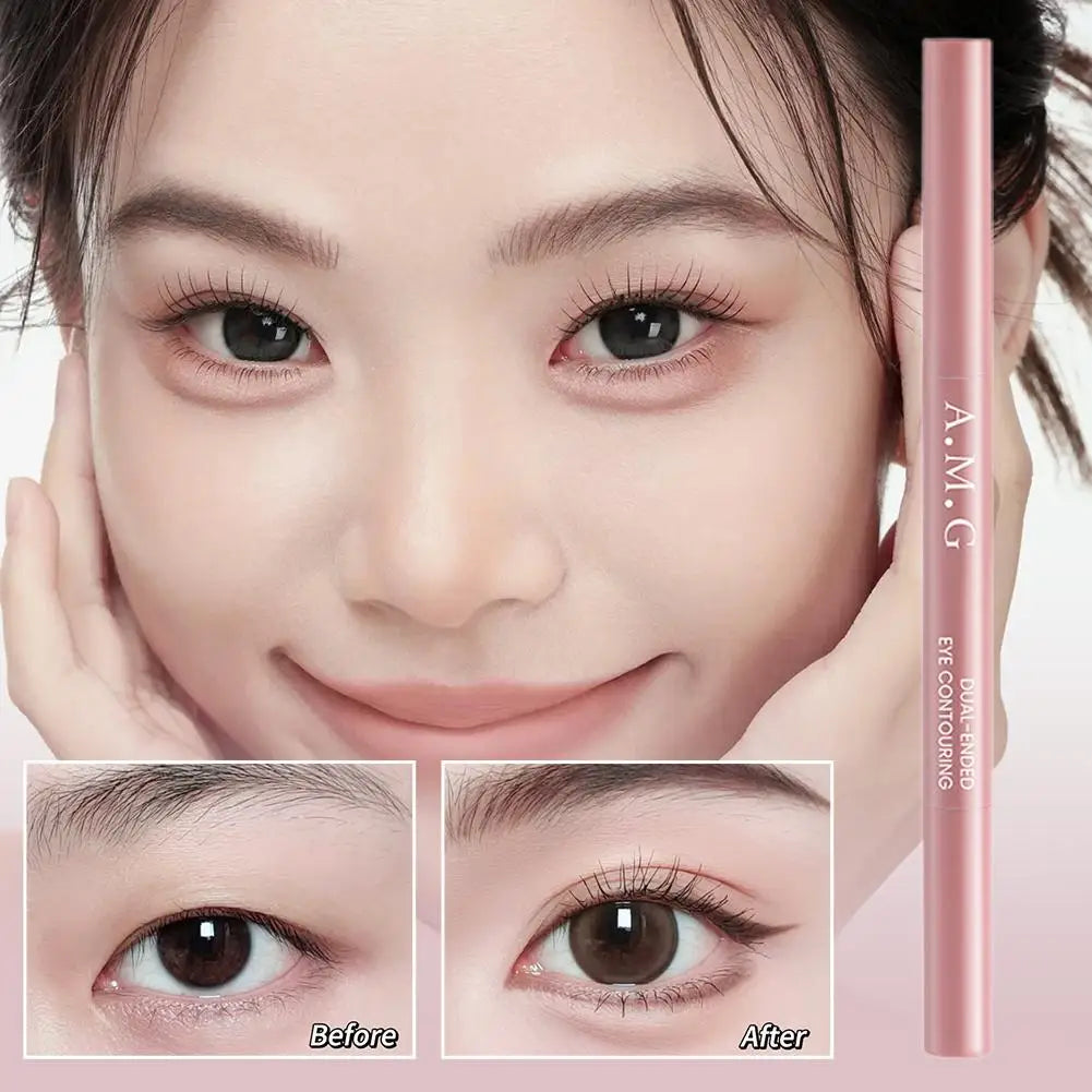 Double-headed Silkworm Eyeliner Pen Creamy Smooth Blendable Lying Silkworm Pencil, Under Eye Highlight Contouring Pen With Brush Oasis Select