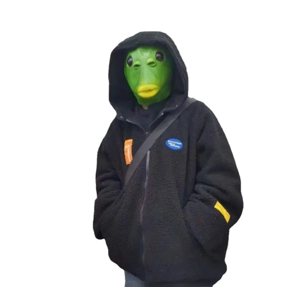 Green Fish Head Mask Toy Sand Sculpture Play Strange Green Fish Head Cover Oasis Select