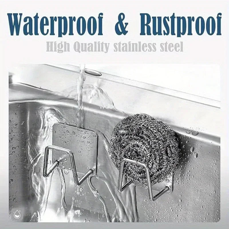 Kitchen Sponges Holder Stainless Steel Sink Sponges Drain Drying Rack Self Adhesive Storage Holder Hooks Bathroom Organizer Oasis Select