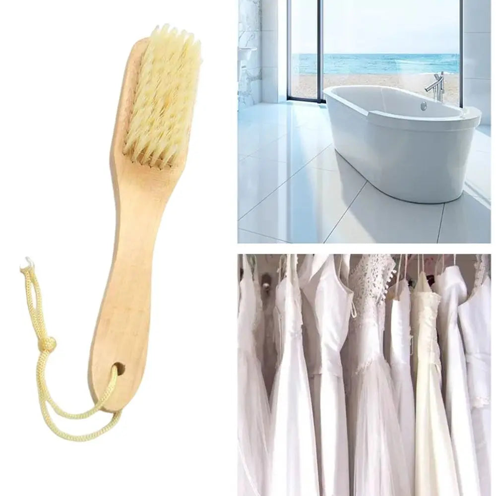 Soft Wool Wooden Handle Shoe Washing Brush Comfortable Handle Cleaning Brush Hanging Hole Bathtub Brush Hat Brush Soft Brush Oasis Select