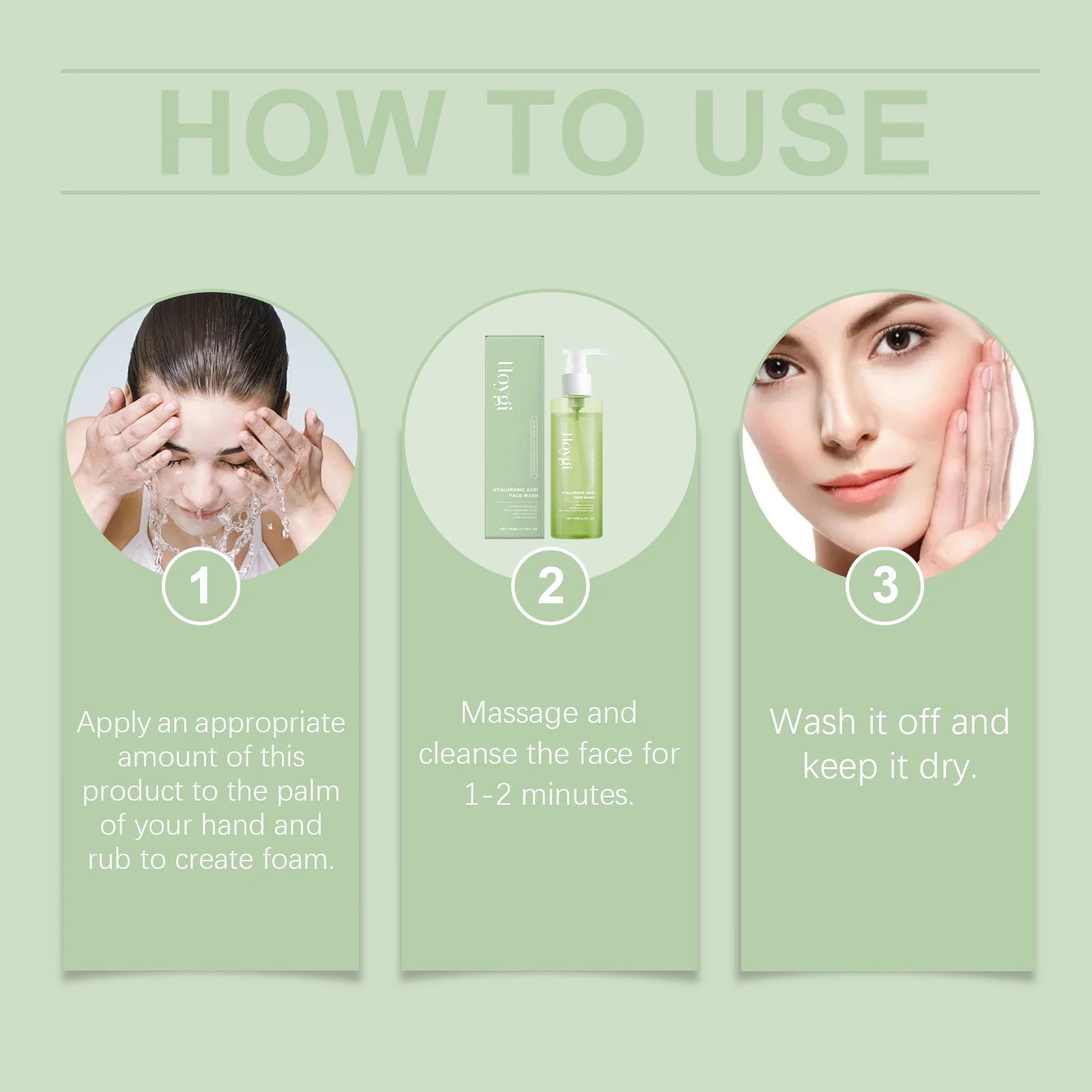 Hoygi Hyaluronic Acid Face Wash – Oil Control & Deep Cleanse Facial Cleanser Gel Oasis Select