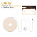 Motion Sensor COB LED Neon Strip Lights Pure Silica Gel DC5V USB Smart Human Body Induction Kitchen Bedroom Night Security Lamp Oasis Select Natural White 3M