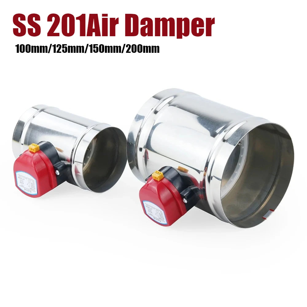 Air Damper Check Valve 100/125/150/200mm Stainless Steel 201 AC 220V DC12V DC 24V Electric Air Valve Motorized for Pipe 4" 5" 6" Oasis Select