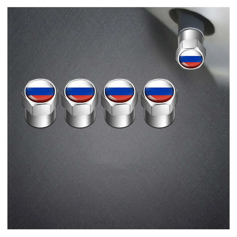 4Pcs National Flag Car Tire Valve Caps Aluminium Alloy Wheel Tires Tire Stem Air Cap Airtight Covers for Cars, Motorcycles Bike Oasis Select RU