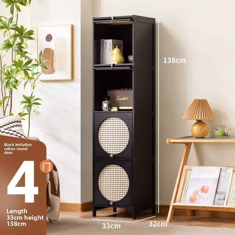 Bookshelf Shelf Floor-to-ceiling bookcase Locker integrated with wall storage Household wood with door Dust-proof display Oasis Select Black-four doors 33