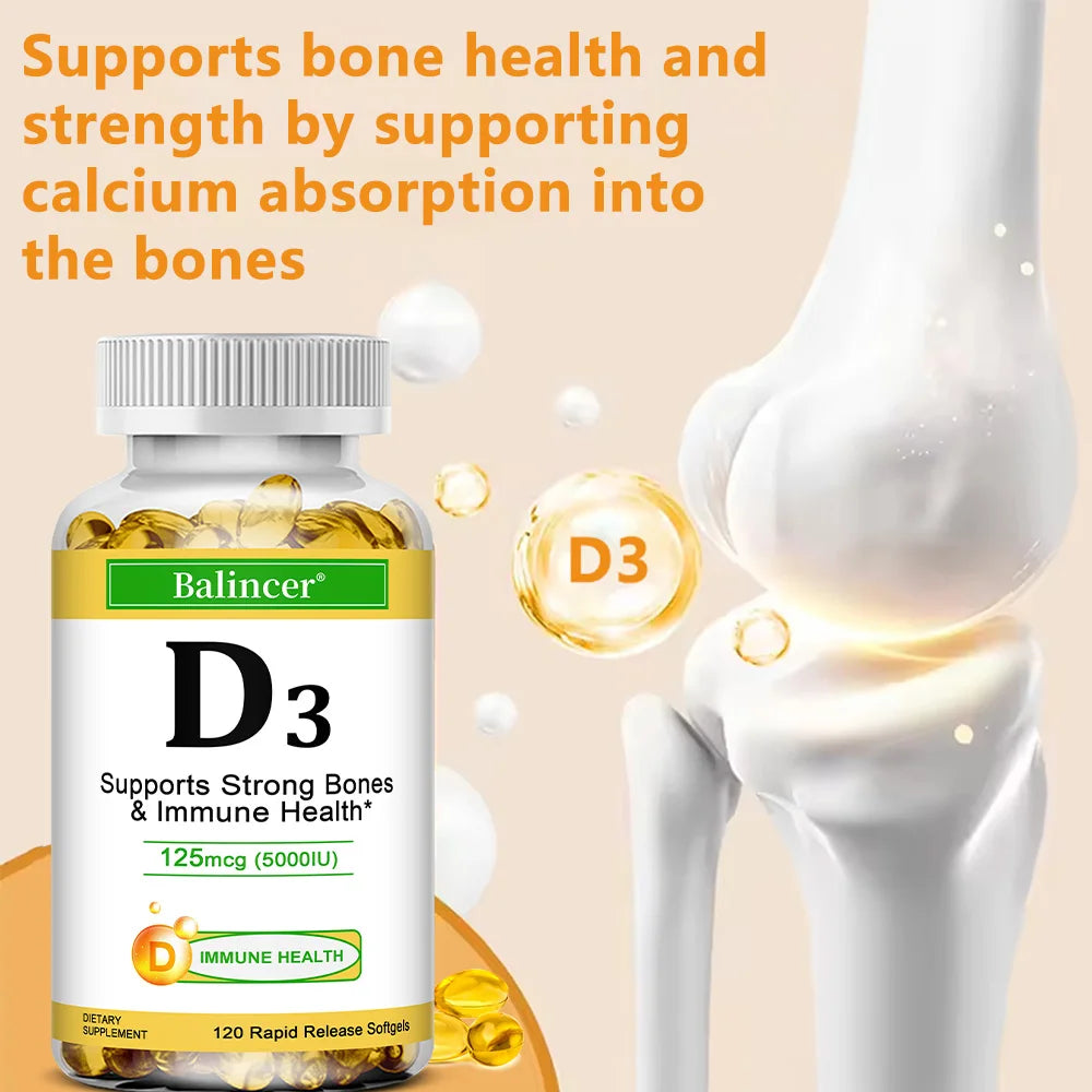 Balincer Vitamin D3 5000 IU Softgels – Bone & Immune Support Vitamin D3 Supplement Oasis Select
