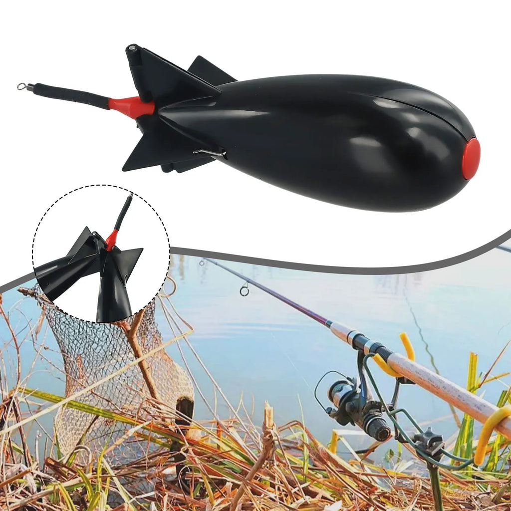 Fishing Rocket Feeder Carp Fishing Rocket Feeder Spod Bomb Float Lure Bait Holder Pellet Rocket Feeder Black Fishing Accessory Oasis Select