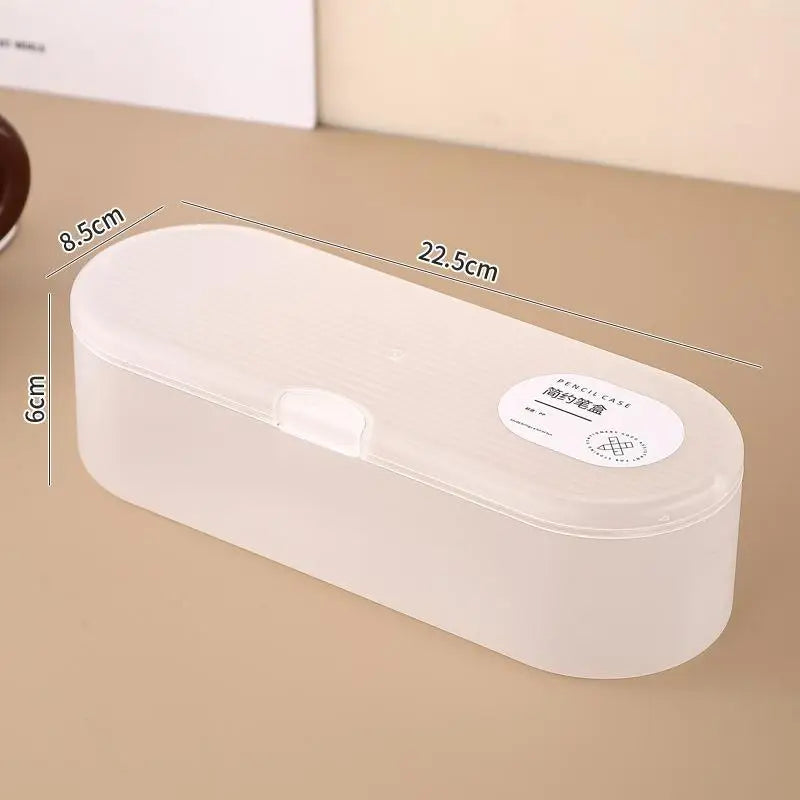 Multi-functional Plastic Storage Box Large-capacity Transparent Pen Box Stackable Pencil Case Gift Oasis Select White L
