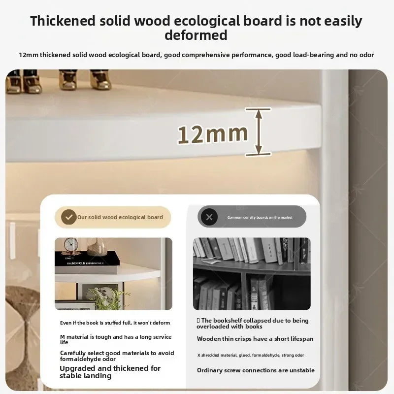 Multi-functional Household Goods Corner Cabinet Multi-layer Floor Storage Display Cabinet Fan Shelf Small Solid Wood Bookshelf Oasis Select