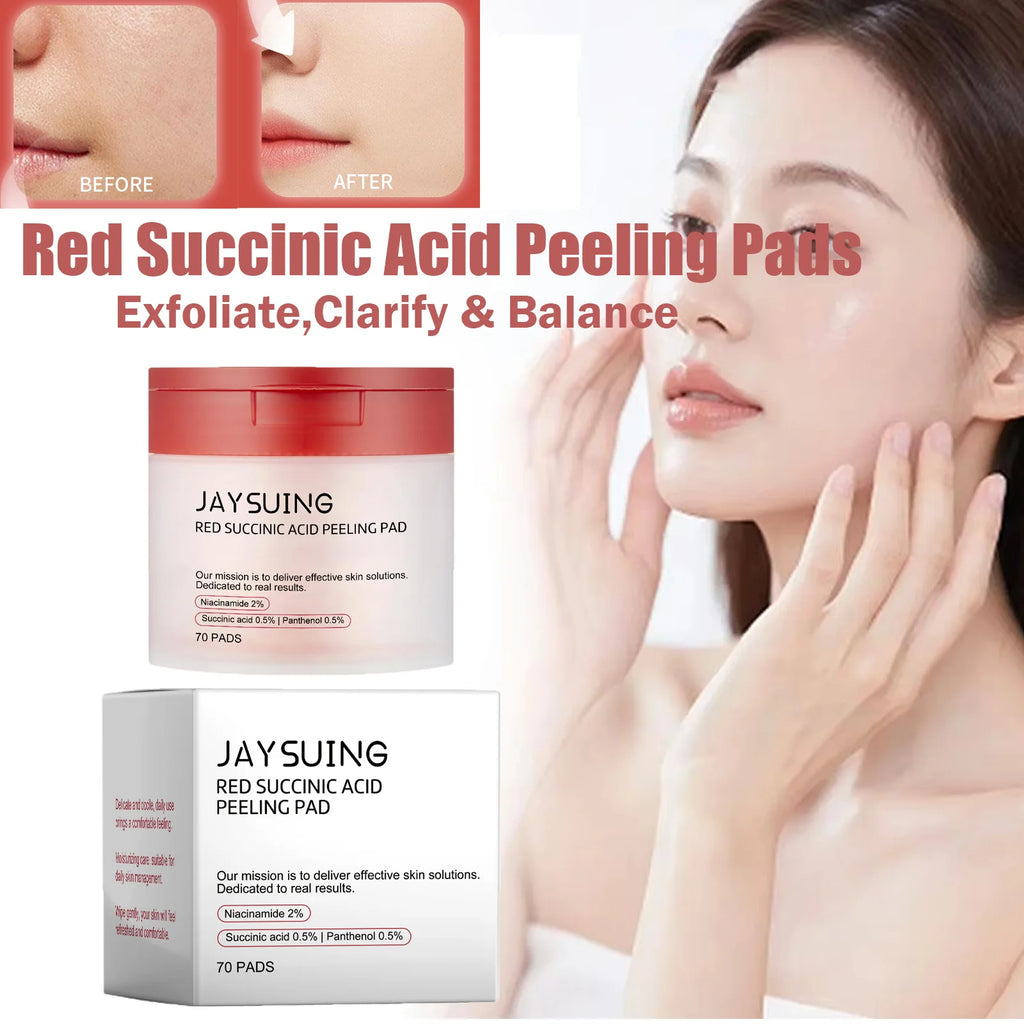 Jaysuing 70pc Succinic Acid Peeling Pads AHA BHA Exfoliant Facial Peeling Pads Oasis Select