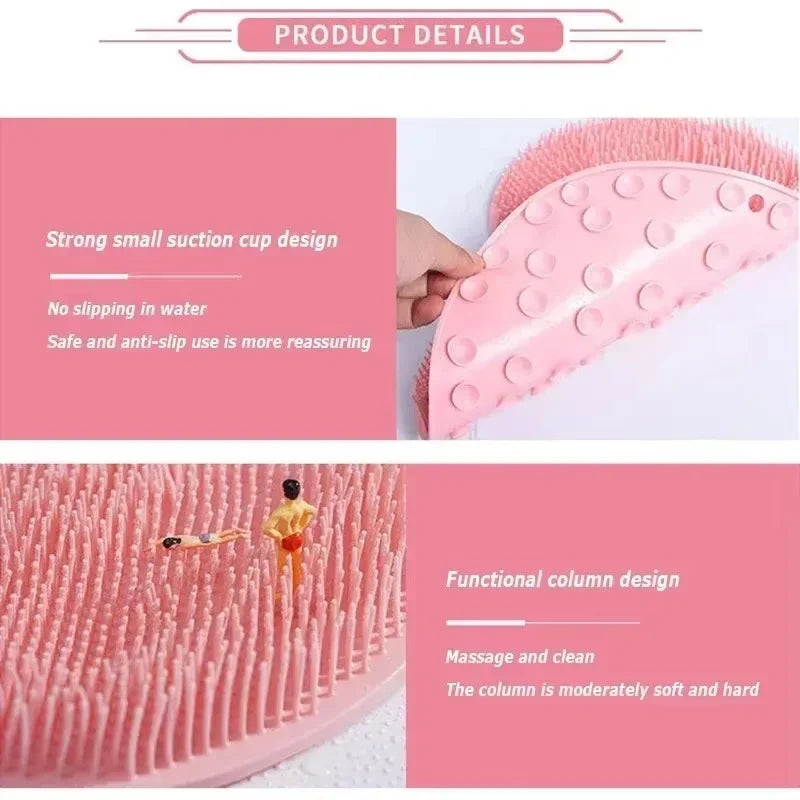 Body Shower Foot Scrubber Brush Wash The Body Cleanser Silicone Sponge Bath Massage Mat Back Brush Wall Mounted with Suction Cup Oasis Select