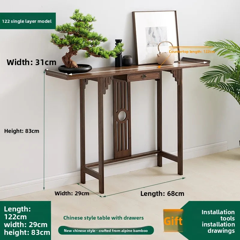 New Chinese-style entrance table Zen entrance hall entrance table, living room strip case entry hotel end view table long table Oasis Select 120 with pumping 1