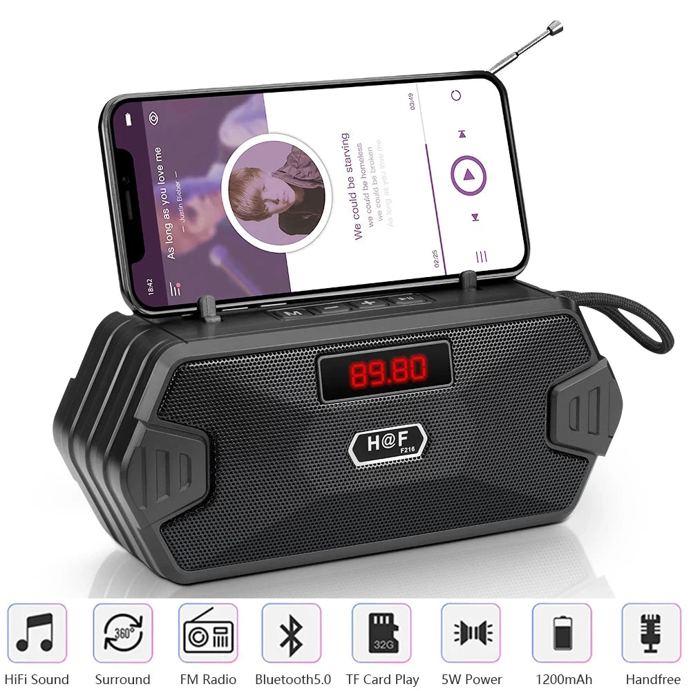 AyeBeau Portable Bluetooth 5.0 Speaker FM Radio Bass Subwoofer