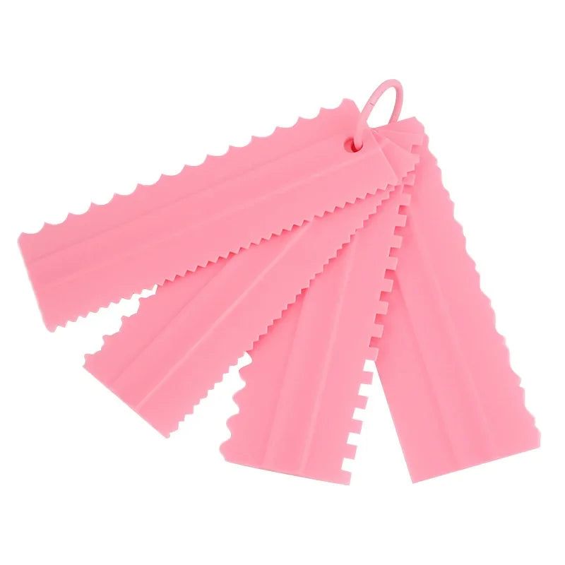 DIY Baking Tools 4pcs/set Cream Scraper PP Cream Smoother Pastry Icing Combs Spatulas Bakery Accessories Cake Decorating Comb Oasis Select 4pcs pink