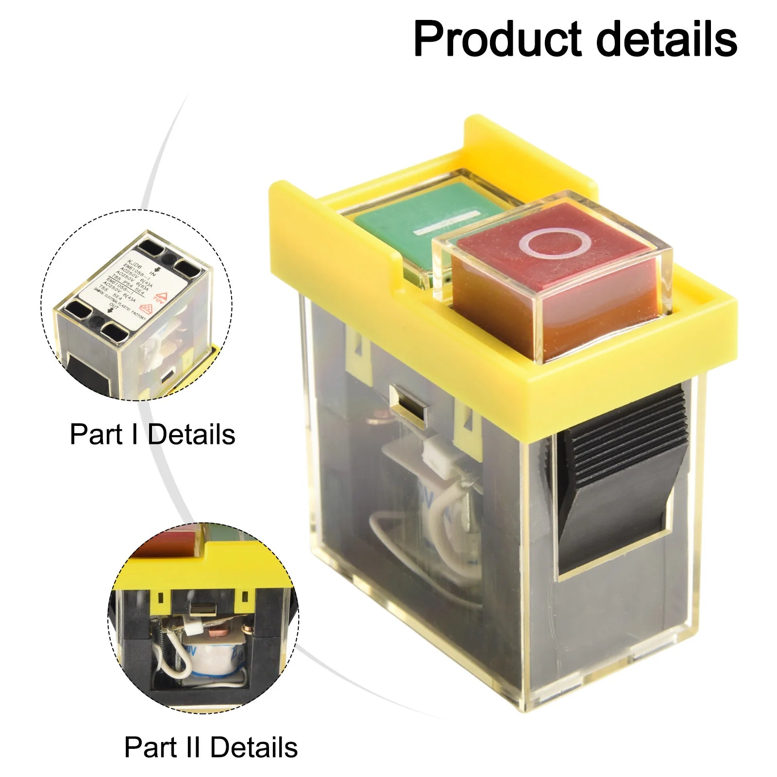 KJD6 Momentary Electromagnetic Switches AC250V 6A Waterproof Pushbutton 2-Button Machine Safety Switches Oasis Select