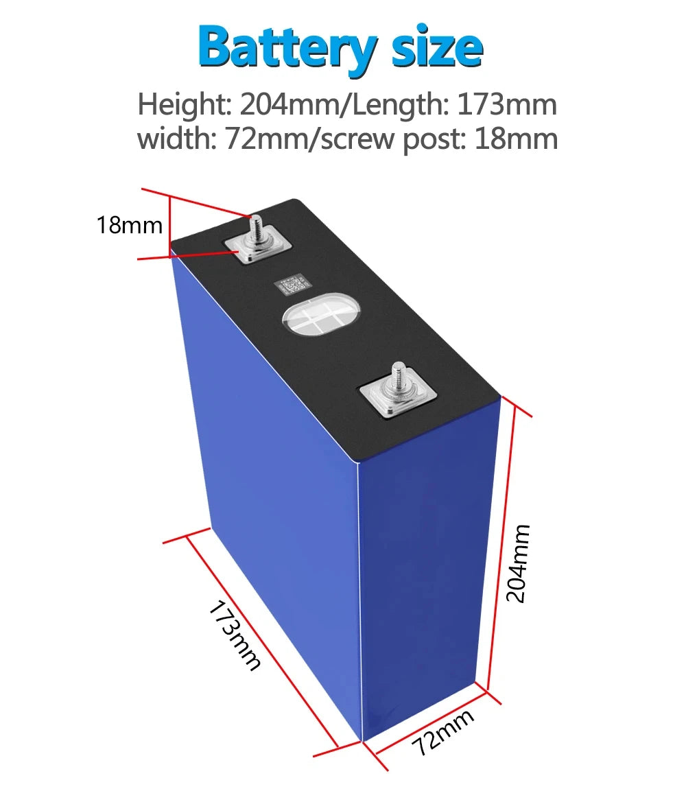 8PCS 3.2V 302Ah Lifepo4 Battery Cell Lithium Iron Phosphate Solar RV Grade A DIY 12V 24V 310Ah RV Boat Home Energy Oasis Select