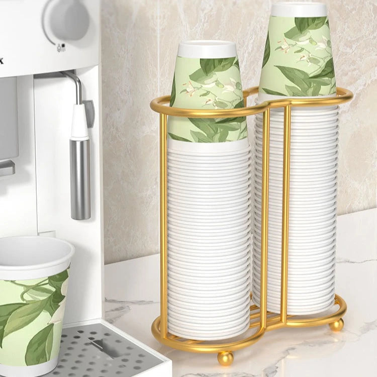 Metal Paper Cup Holder Sleek Space-Saving Organizer for Disposable Paper Cups Premium Countertop Rack for Desk Kitchen Oasis Select