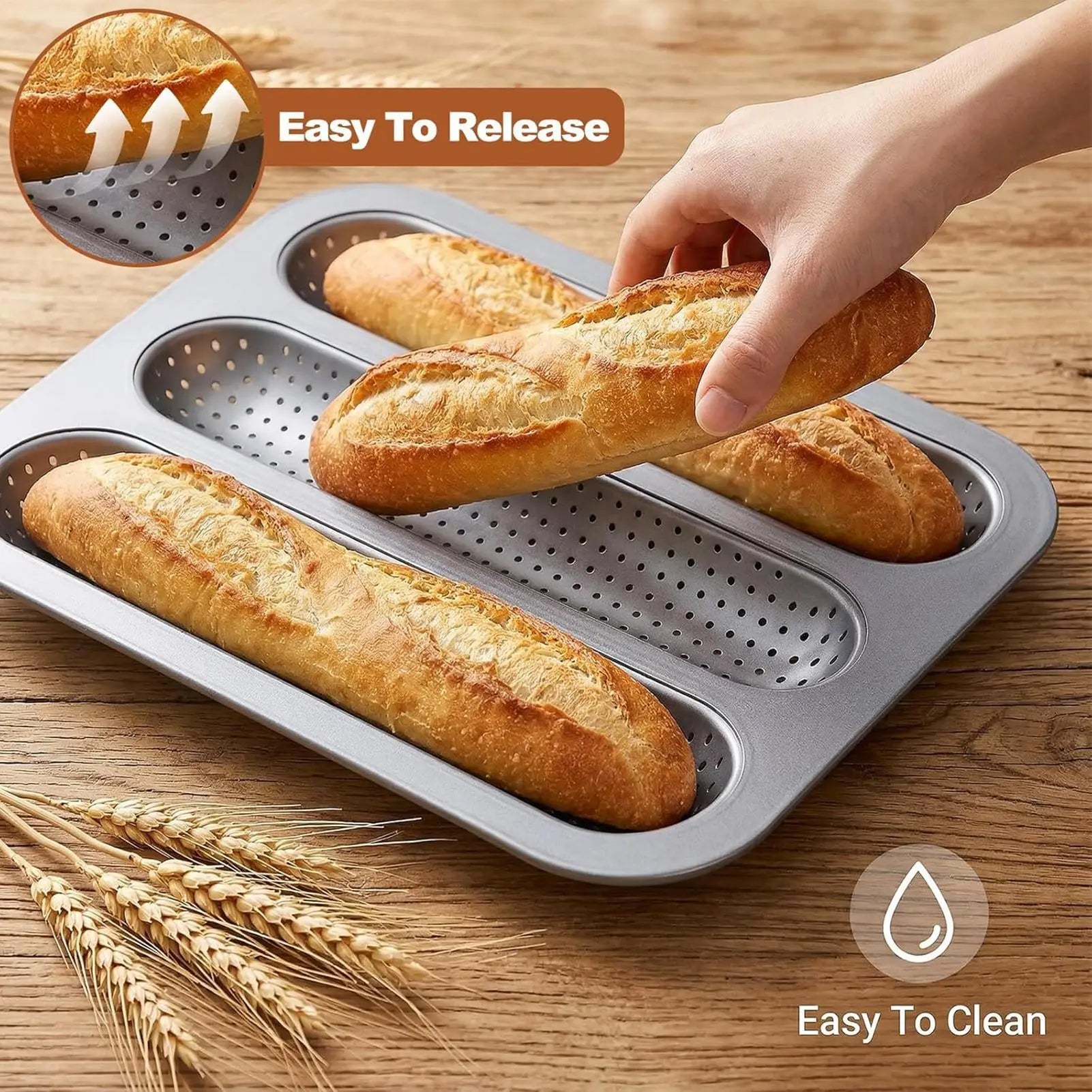 Bread Loaf Pan Baking Molds Bread Mould Grade Baguette Bake Tray Anti-scalding Non-stick Oven Tool Kitchen Baking Molds Oasis Select