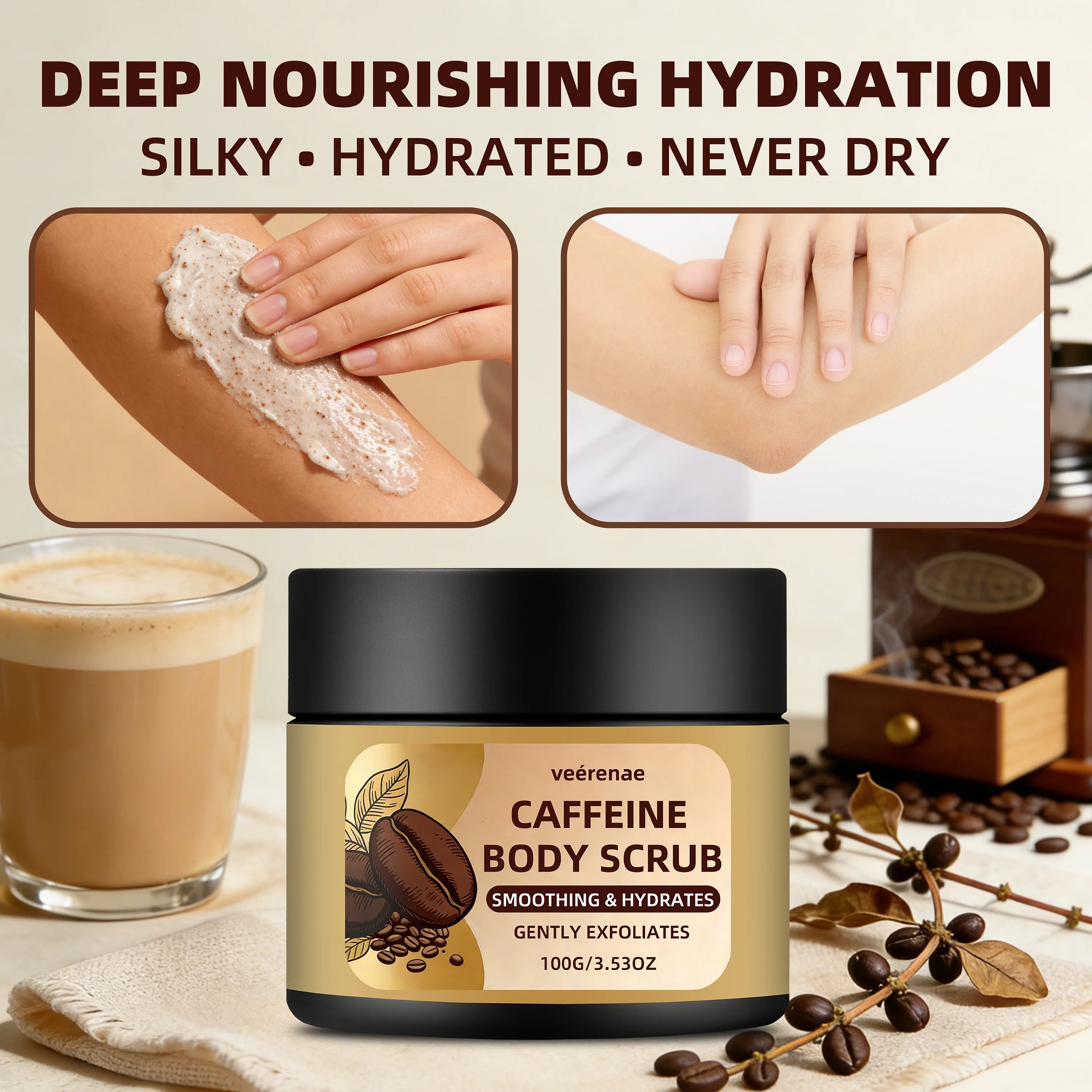 veérenae Caffeine Coffee Body Scrub – Smooth & Radiant Skin