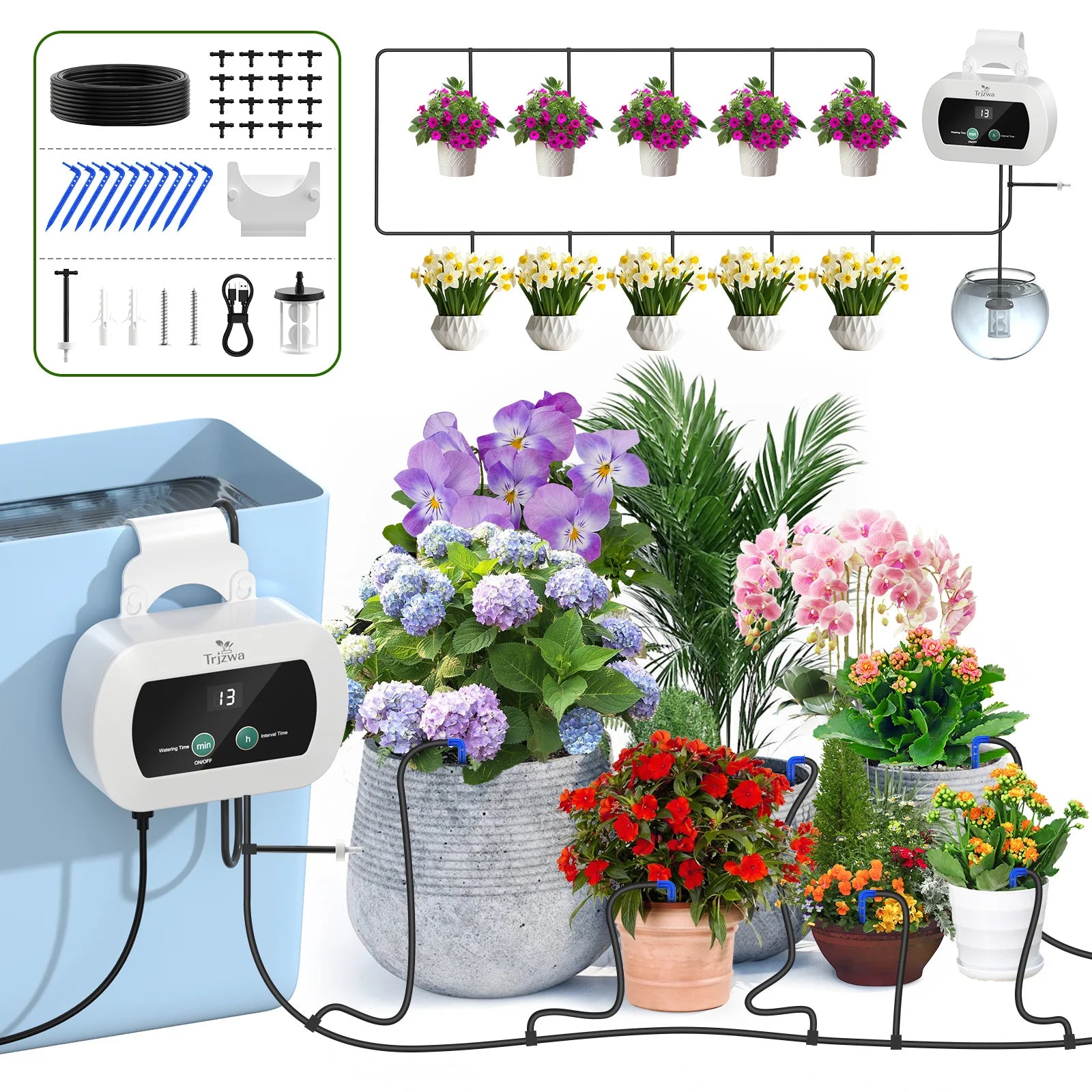 Indoor Automatic Drip Irrigation System,Self Plant Watering Device,300 Timed Watering Programes 10 Drip Tips Etc Drip Accessory Oasis Select 1 Set Drip Accessory