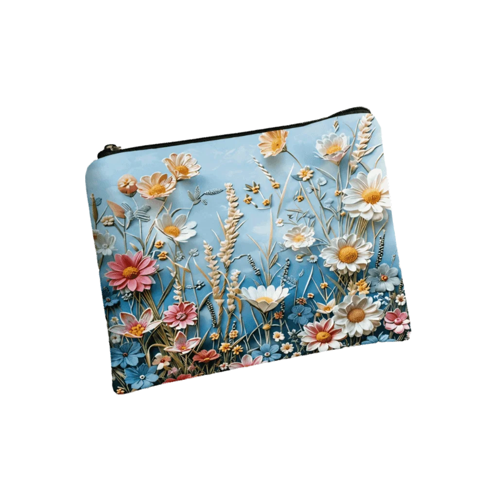 Floral Canvas Makeup Bag – Large Zipper Cosmetics Organizer