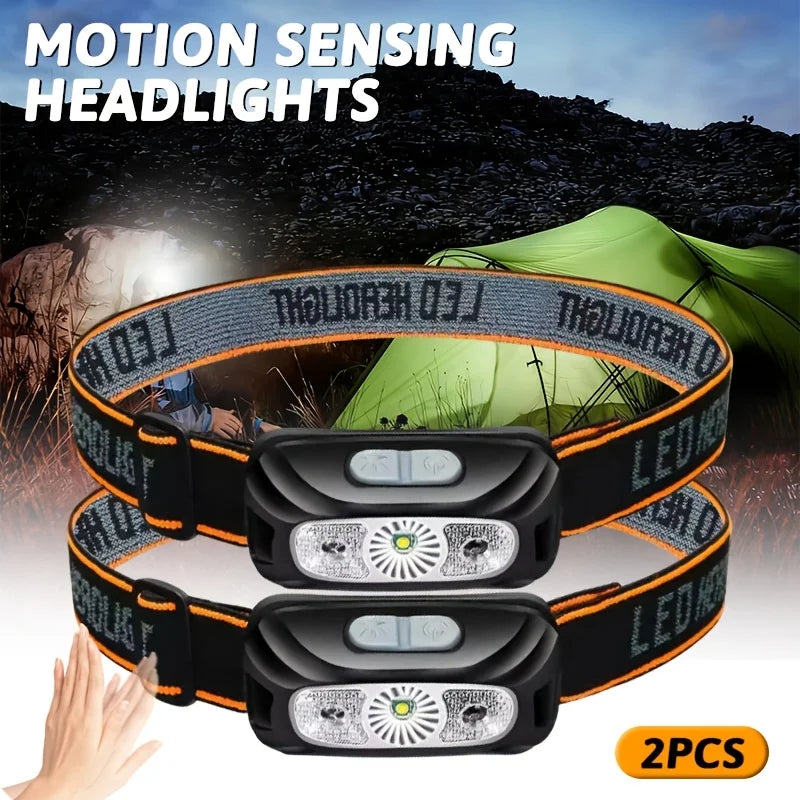 USB Rechargeable LED Headlamp | Motion Sensor, 4 Modes