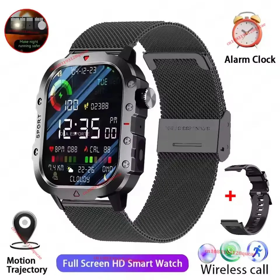 2026 New Military Smart Watch Men IP67 3ATM Outdoor Sports Fitness Tracker Blood Pressure Health Monitor BT Calls GPS Smartwatch Oasis Select Bk22Milan 2.01