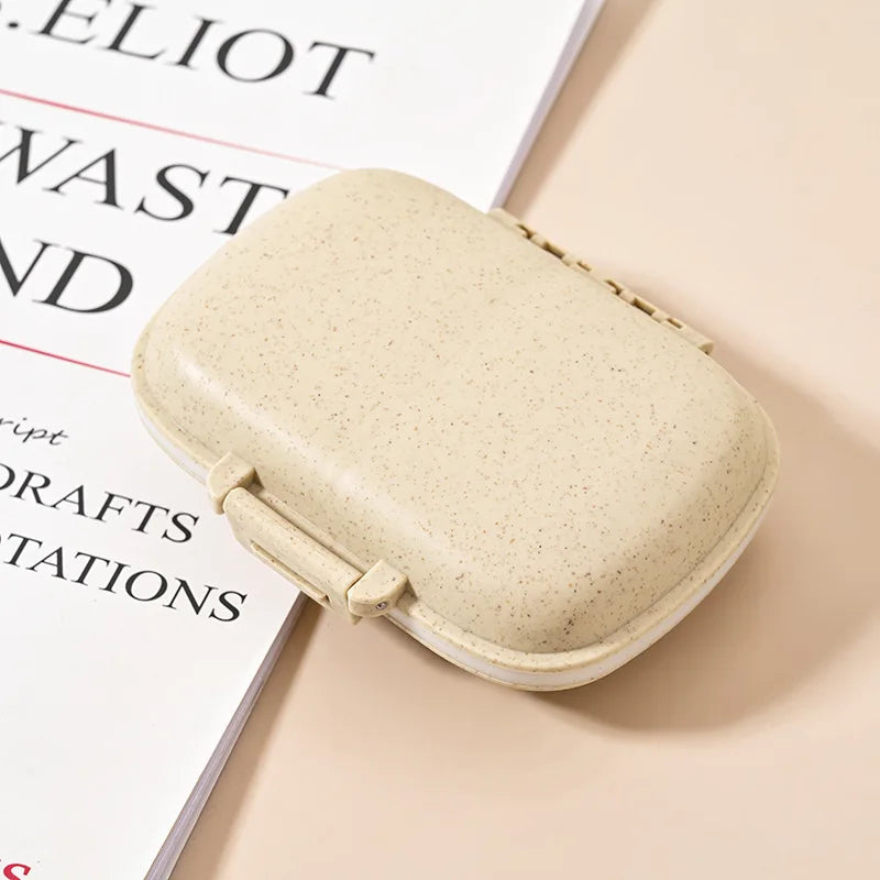 8 Grids Pill Box With Seal Ring Small Box For Tablets Wheat Organizer Container For Tablets Straw Container For MedicinesTravel Oasis Select Beige