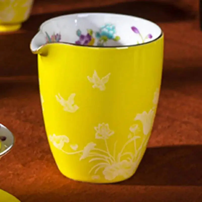 120ml Ceramic Small Mini Tea Cup Three Talents Tea Bowl Household Teacup Oasis Select Yellow Fair Cup