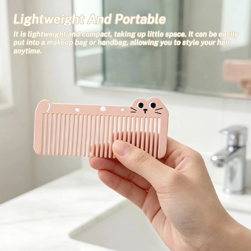 Mini Cartoon Kitten Wide Tooth Detangling Comb | Travel Hair Comb Hair Detangling Comb Oasis Select