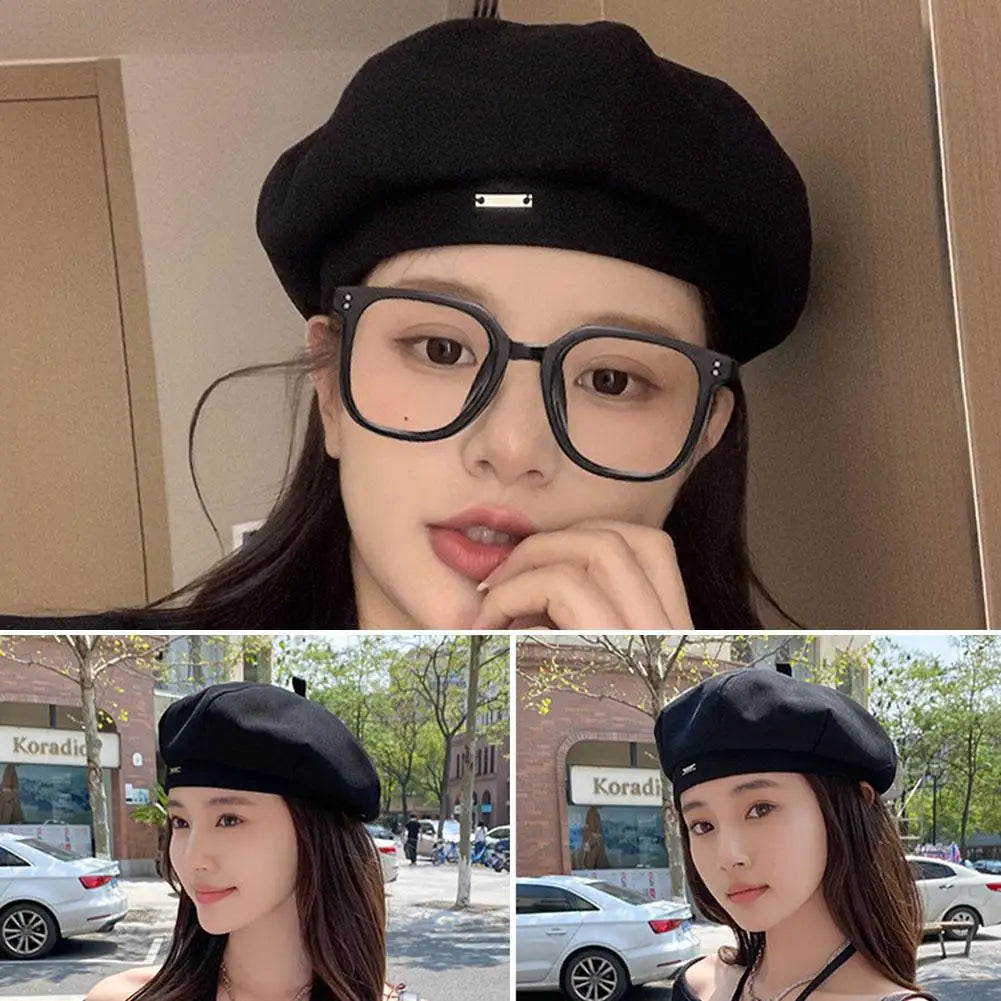 Women's Vintage French Plaid Beret Hat – Painter Cap All Seasons Women's Beret Hat Oasis Select