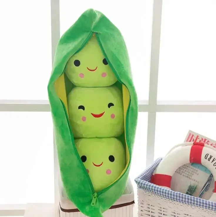 25CM Cute Children's Baby Plush Peas Filled Plant Doll Toy Children Kawaii Quality Pea-shaped Pillow Toy Boy Girl Gift Oasis Select Green about 25cm
