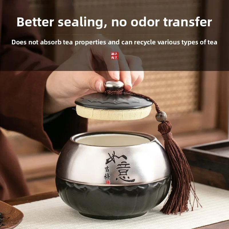 Chinese-style Sealed Tea Canister for Storing Tea Ceramic Tea Storage Canister Coffee Container Oasis Select