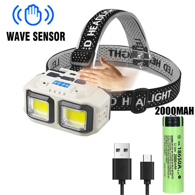 KDULIT LED Headlamp 4 Modes Sensor Type-C Rechargeable IPX4