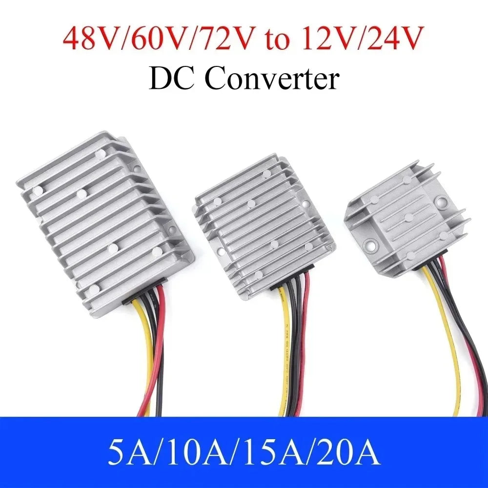48V/60V/72V to 12V/24V 5A-20A DC Power Converter Buck Regulator Auto Step-Down Voltage Supply Module For Car Oasis Select