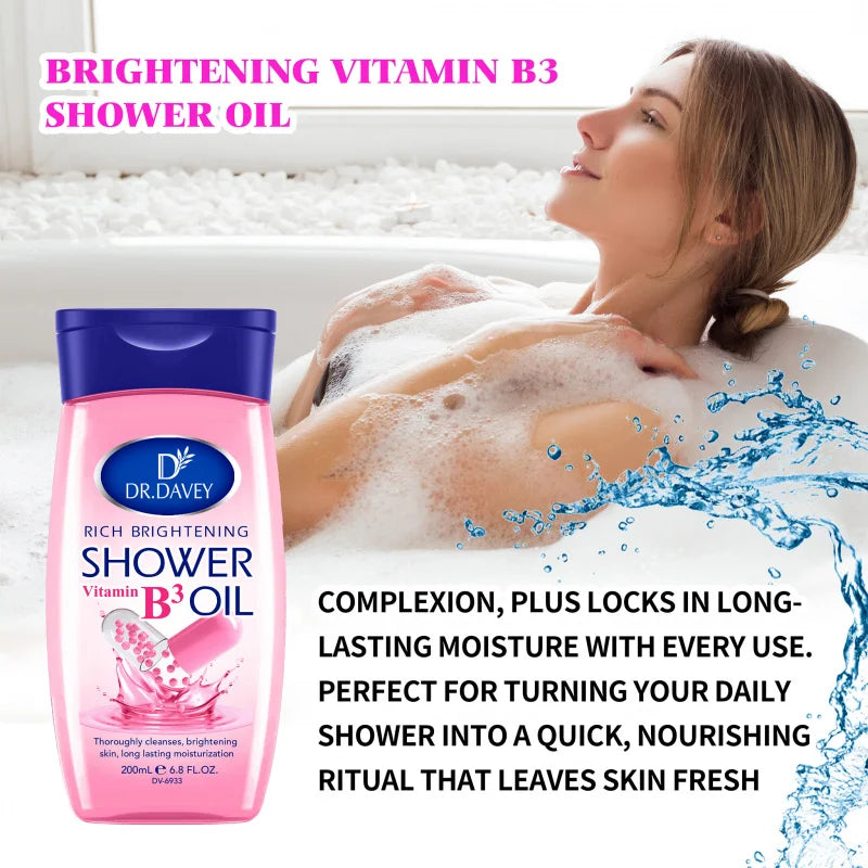 DR.DAVEY Vitamin B3 Brightening Shower Oil 200ml | Body Care