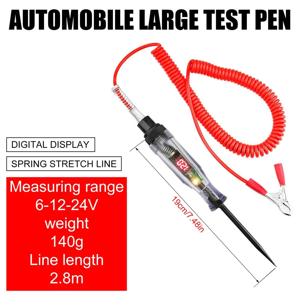 6V 12V 24V DC Car Truck Voltage Circuit Tester Car Volt Meter Long Probe Pen Light Bulb Automobile Maintenance Repair Tools Oasis Select