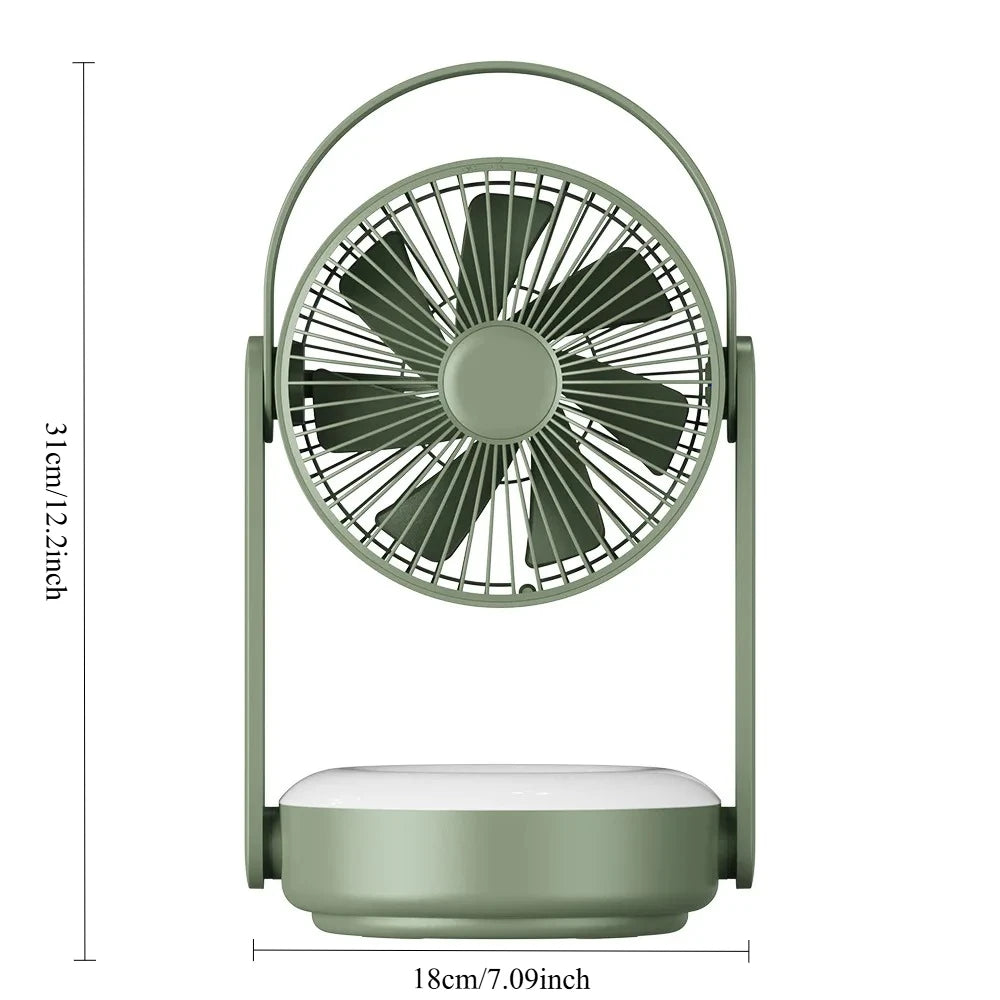 10000mAh Rechargeable Fan – LED Light, Remote, Table & Wall Mount