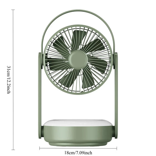 10000mAh Rechargeable Fan – LED Light, Remote, Table & Wall Mount Rechargeable Portable Fan Oasis Select