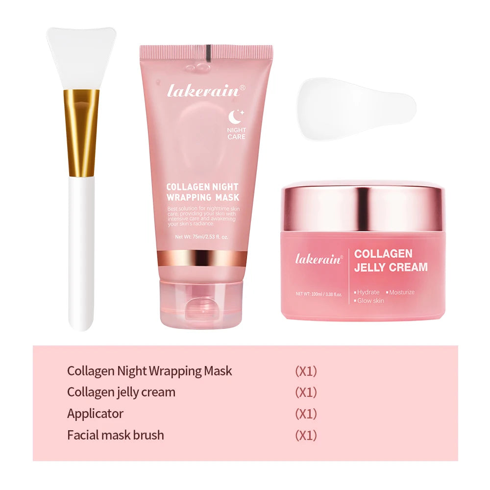Collagen Peel-off Mask Jelly Night Wrapping Facial Mud Firming mask Daily Face Skincare Deep Cleaning Skin-Peeling Off Covers Oasis Select 3pcs1set